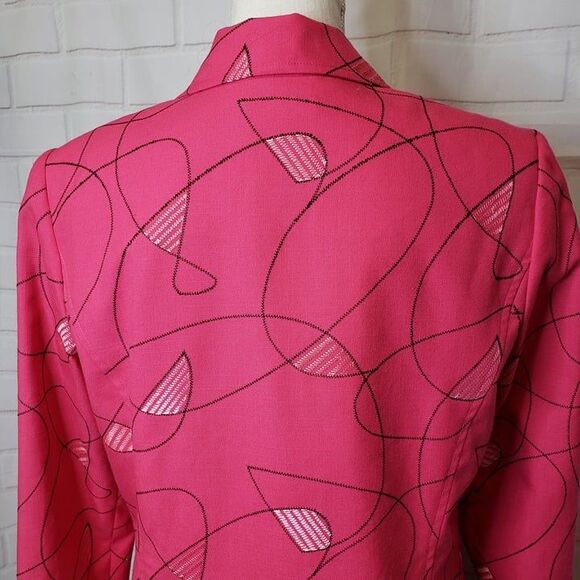 Vintage Requirements Pink Notched Collar Blazer womens 12 L large Work Office - Picture 5 of 9